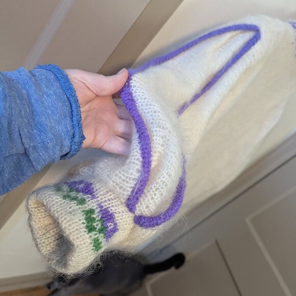 Vintage Mohair Jacket Wool Knit Irish Cottagecore Dopamine Dressing Boho Floral - Picture 6 of 11